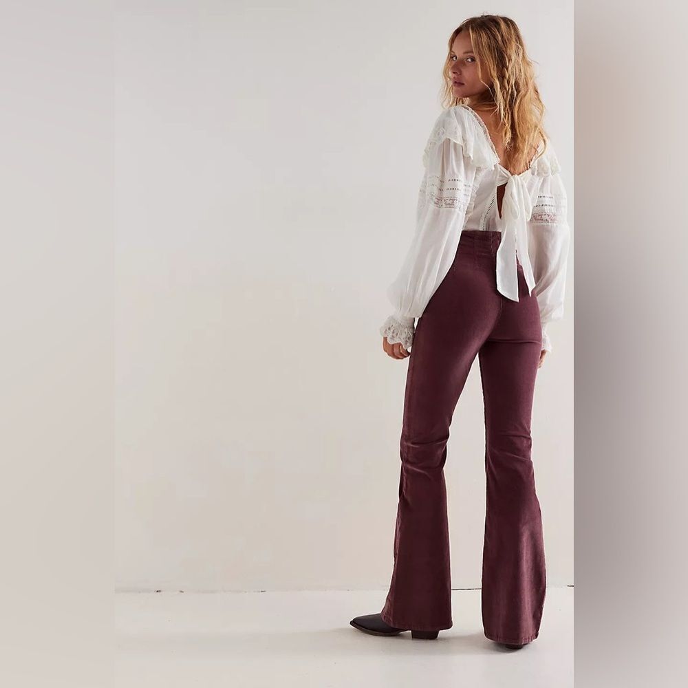 NEW FREE PEOPLE jayde cord flare jeans chocolate truffle